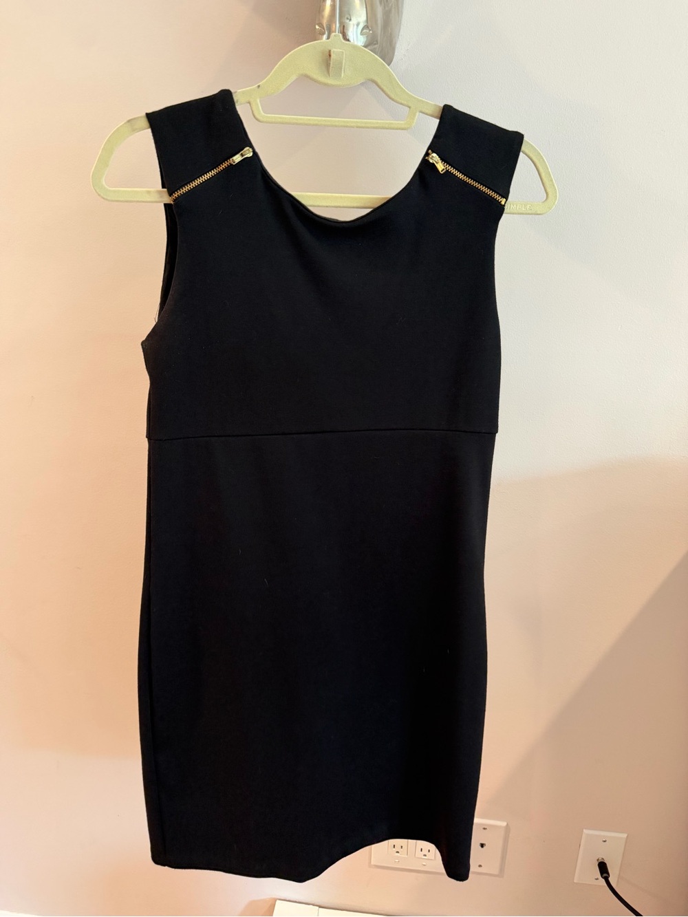 Aqua Black Sleeveless Mini Dress with Gold Zipper Accents